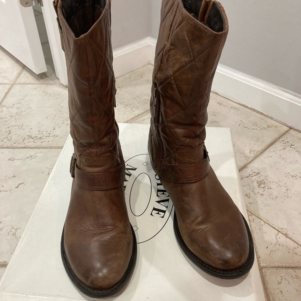 Steve Madden Kearste Cognac LE Quilted Boots